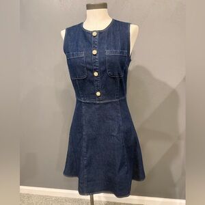 J. Crew Dark Blue Denim women’s dress with buttons.